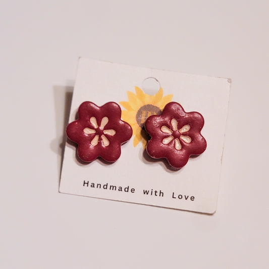 Stamped Flower Stud