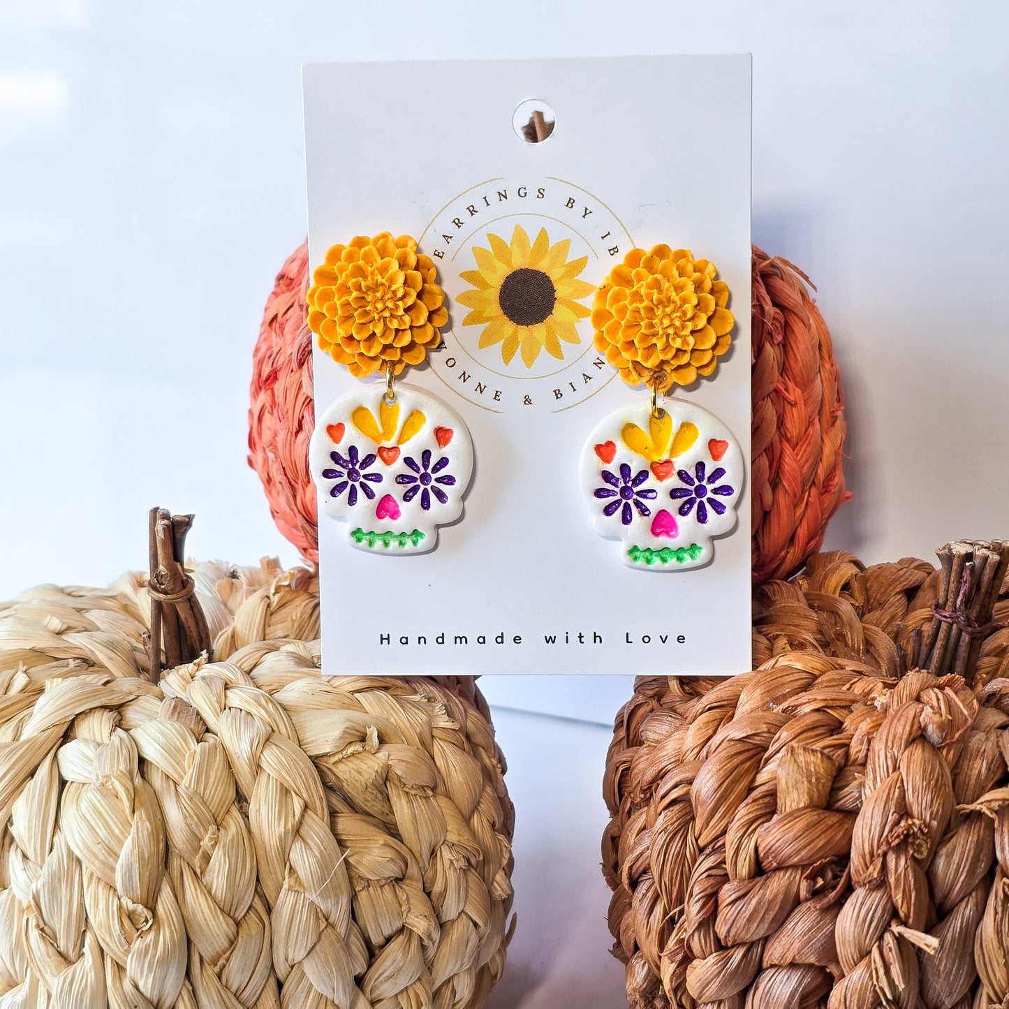 Sugar skull with marigold